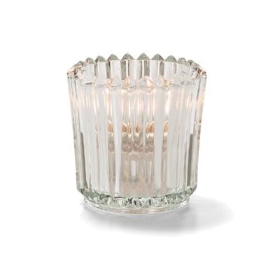 GLASS RIBBED CLEAR CANDLE HOLDER